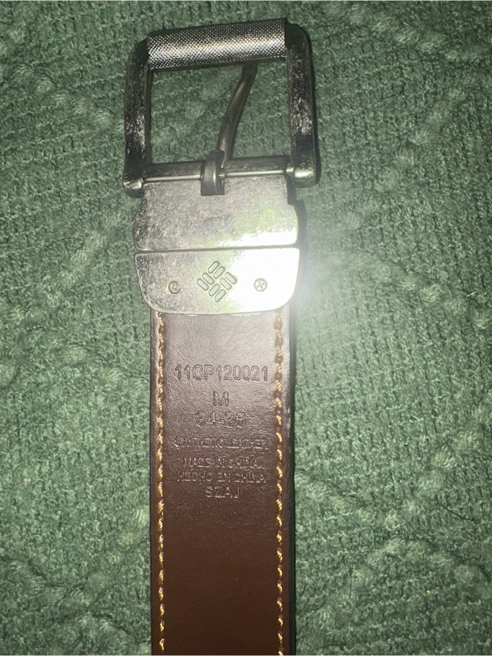 Columbia Men's Black/Brown Leather Belt with Metal Buckle